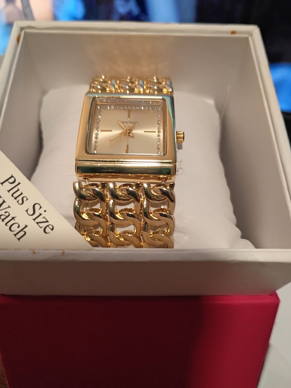 Geneva Gold-Tone Chain Link Square Dial Women's Watch